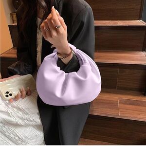 Purple wrinkled leather cloud shape knot hangbang